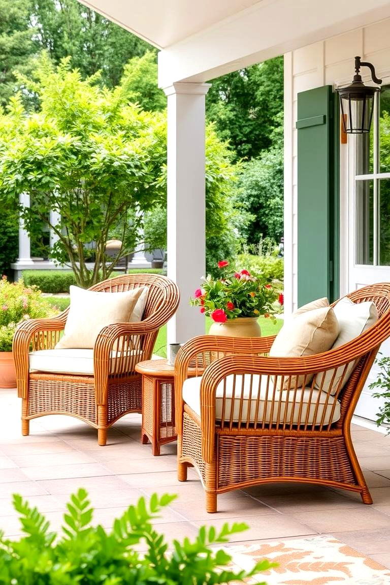 Wicker Furniture - 24 Farmhouse Patio Ideas
