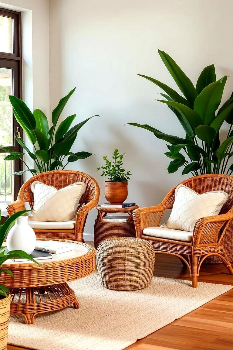 Wicker and Rattan Furniture - 24 70s Living Room Ideas