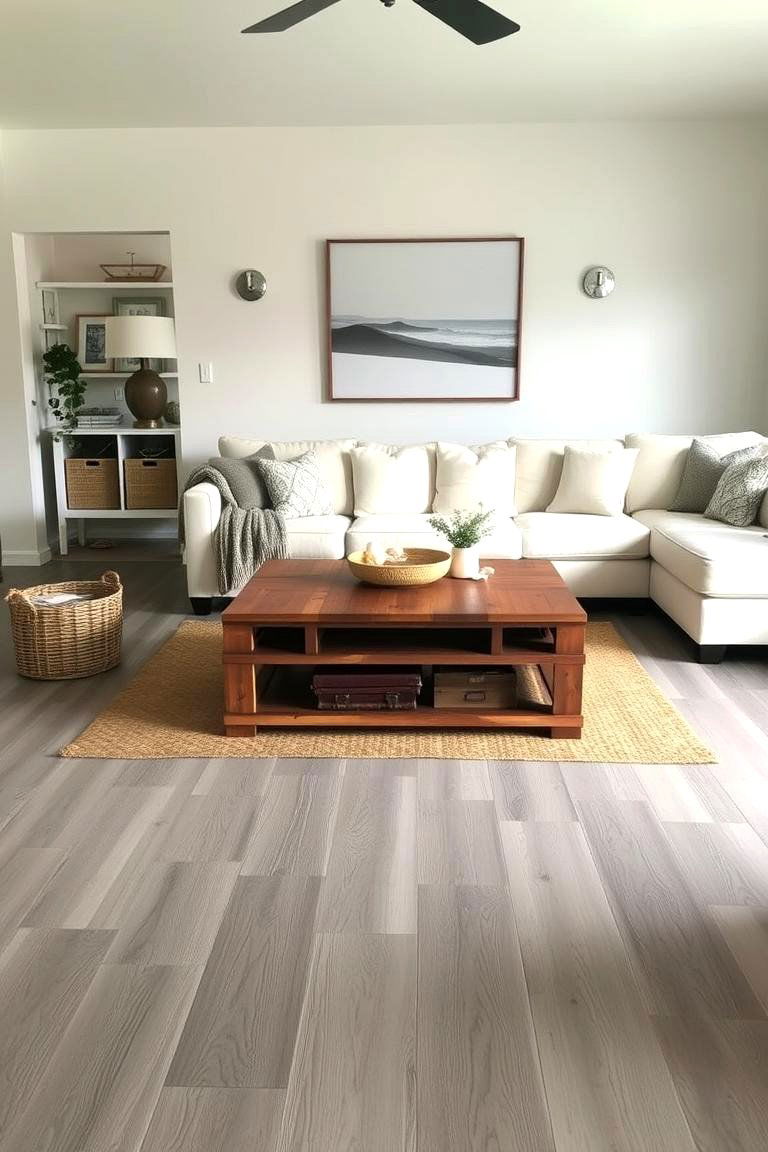 Wide Plank Grey Laminate for a Modern Farmhouse Feel - 24 grey flooring living room ideas