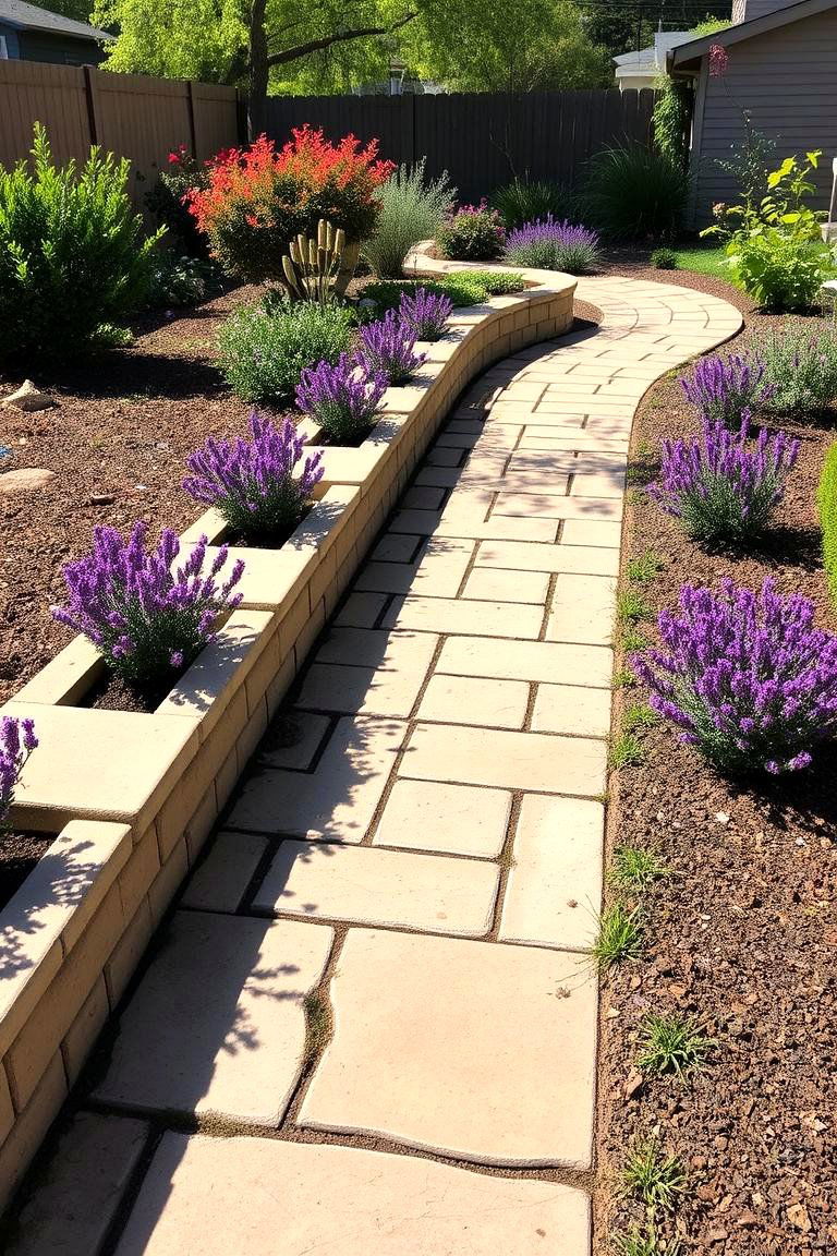 Wide Rock Pathway with Planting Pockets - 24 Rock Walkway Ideas