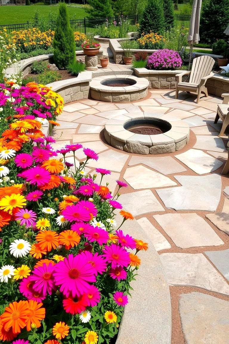 Wildflower Garden Stone Patio - 24 Stone Patio With a Fire Pit Ideas
