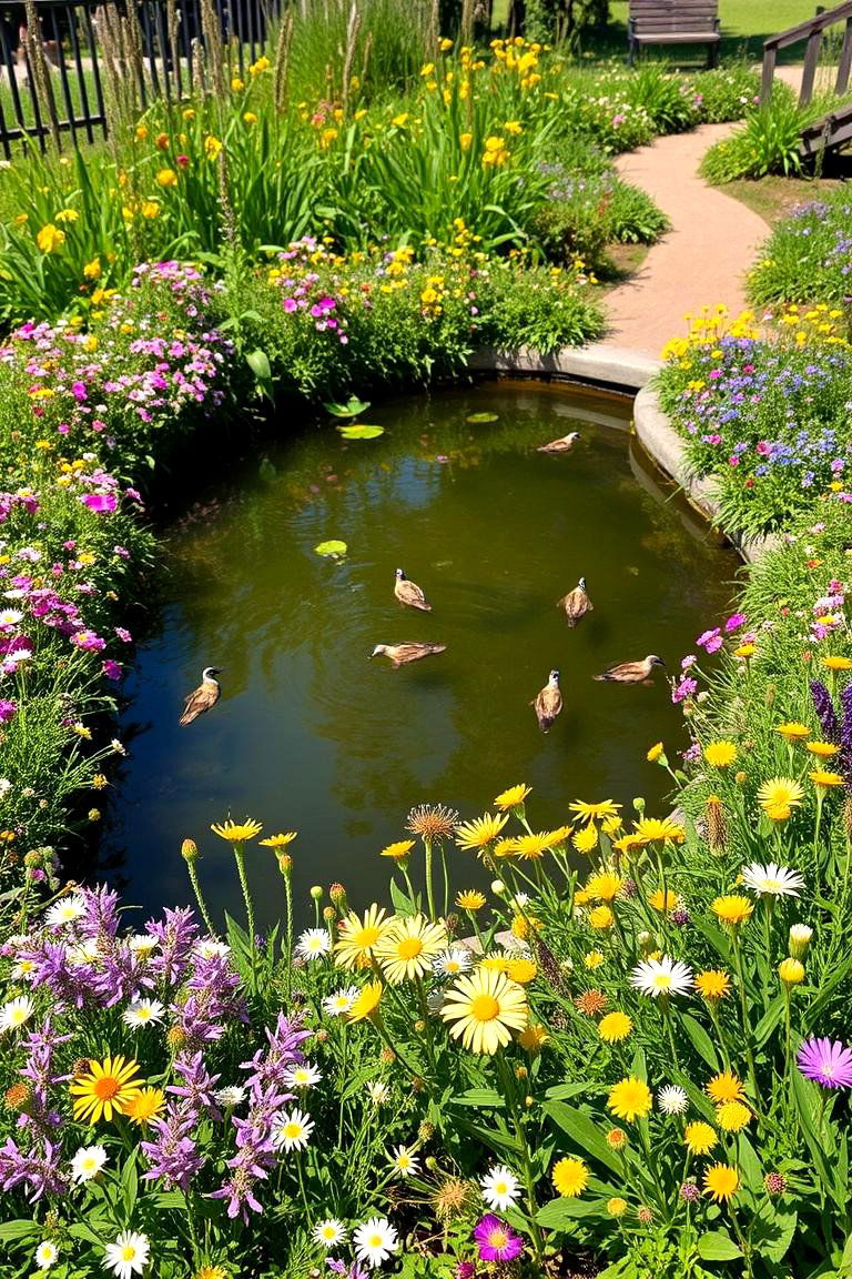 Wildflower Surround Duck Pond - 24 Duck Pond Ideas