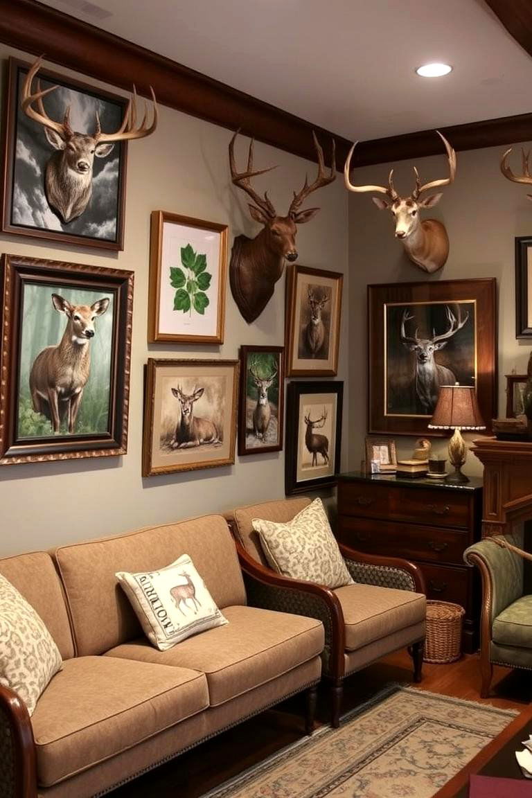 Wildlife Art Display - 24 Hunting Bedroom Ideas