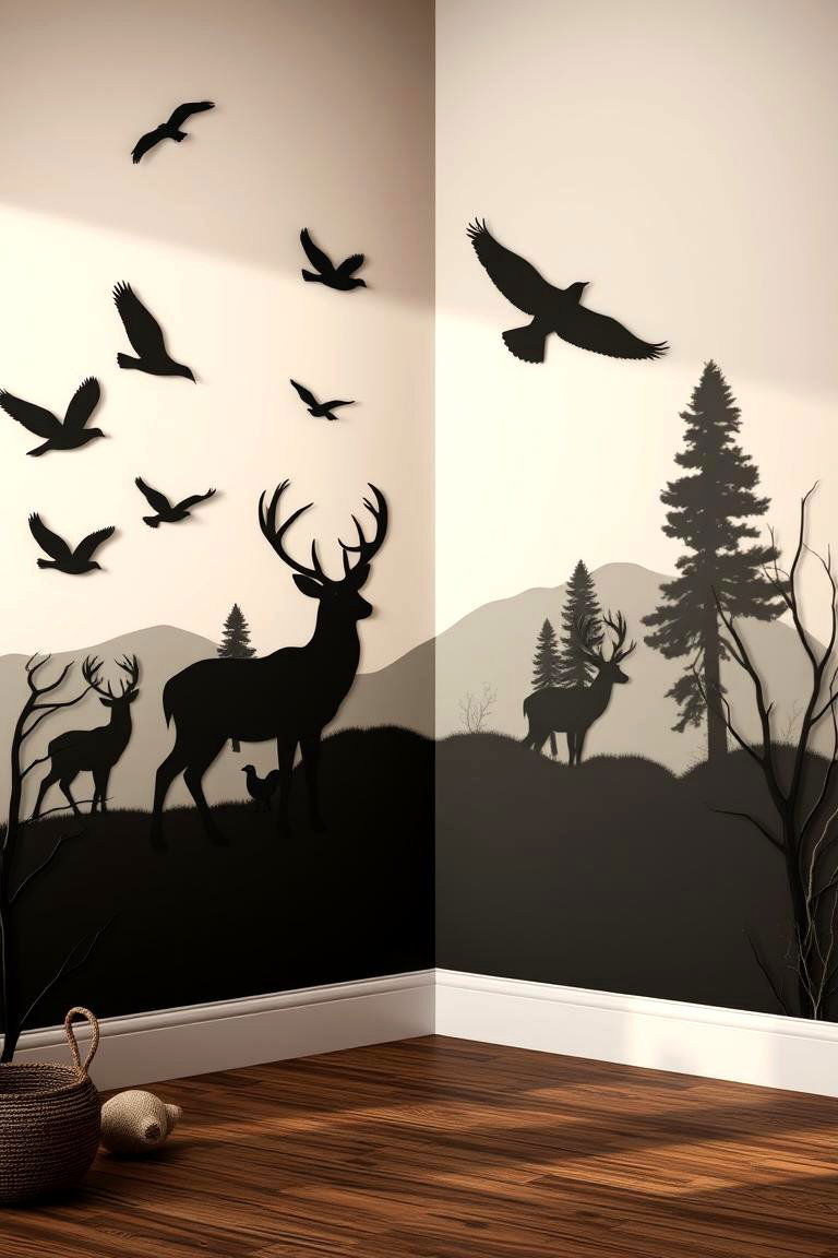 Wildlife Silhouette Decor - 24 Hunting Bedroom Ideas