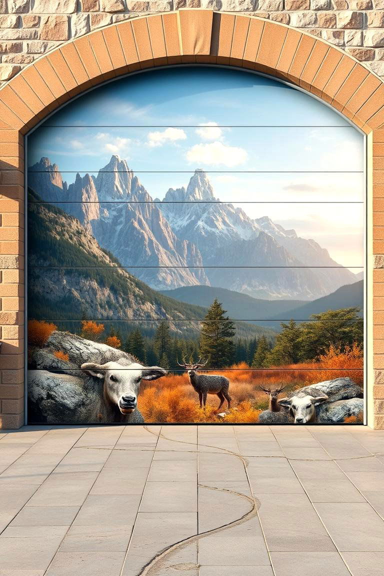 Wildlife and Mountain Landscape Mural - 24 Garage Door Murals
