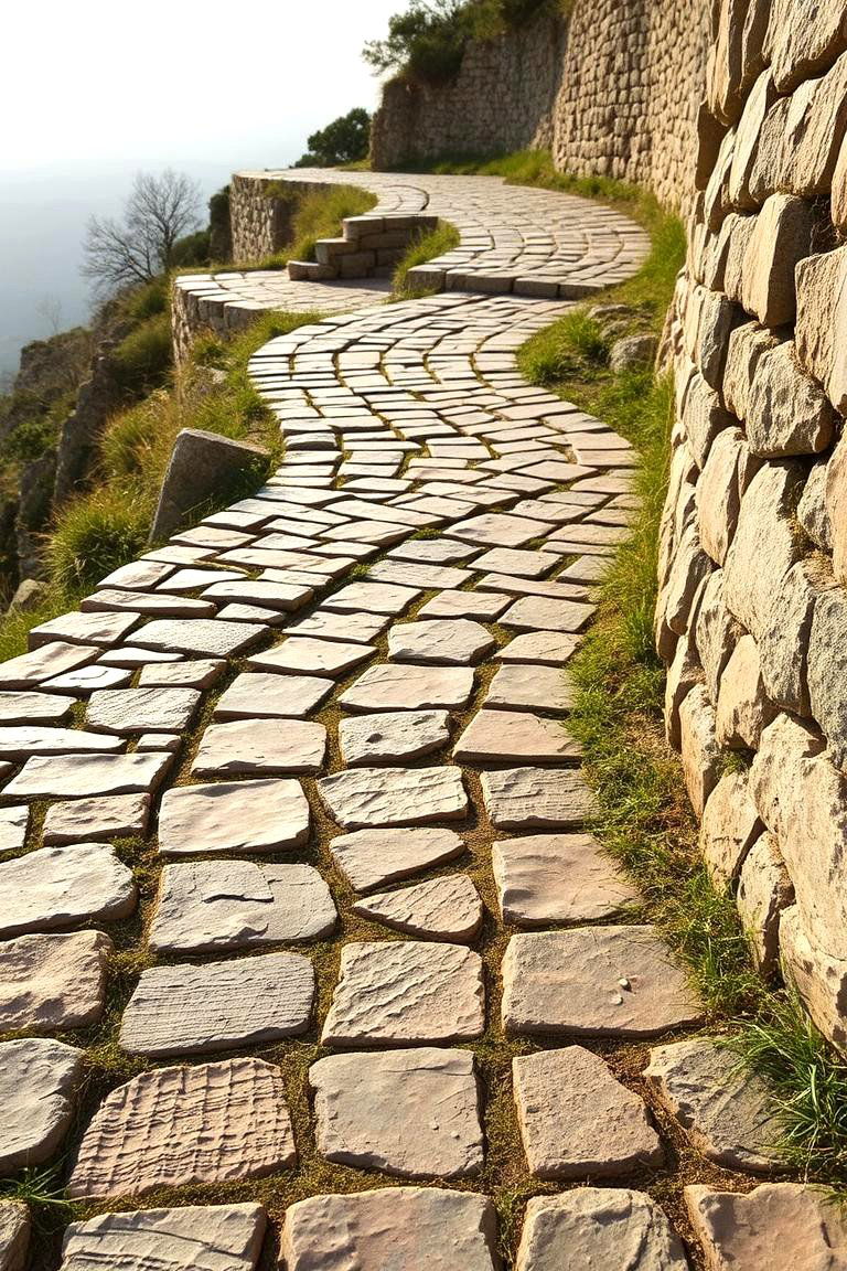 Winding Stone Pathway - 24 Stone Porch Ideas