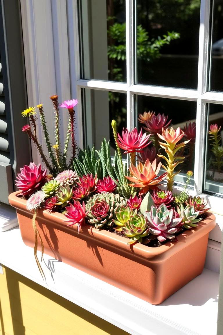 Window Box Succulent Garden - 24 Succulent Garden Ideas