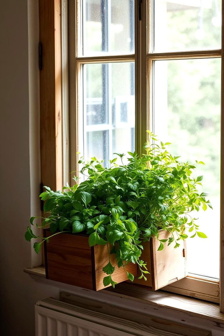 Window Box with Herbs - 24 Rustic Home Office Ideas