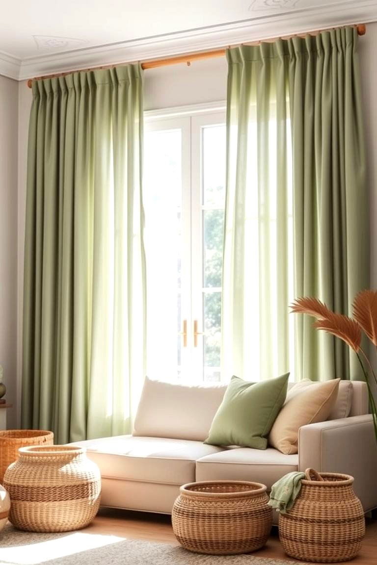 Window Whispers Sage Green Curtains or Blinds - 24 Sage Green Decor Ideas