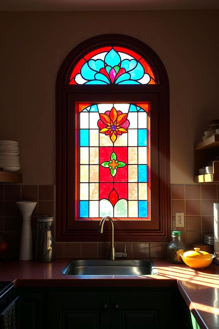 Window with Stained Glass - 24 Kitchen Window Ideas