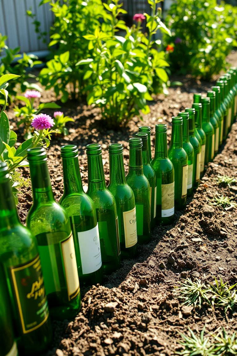 Wine Bottle Edging - 24 Modern Garden Edging Ideas