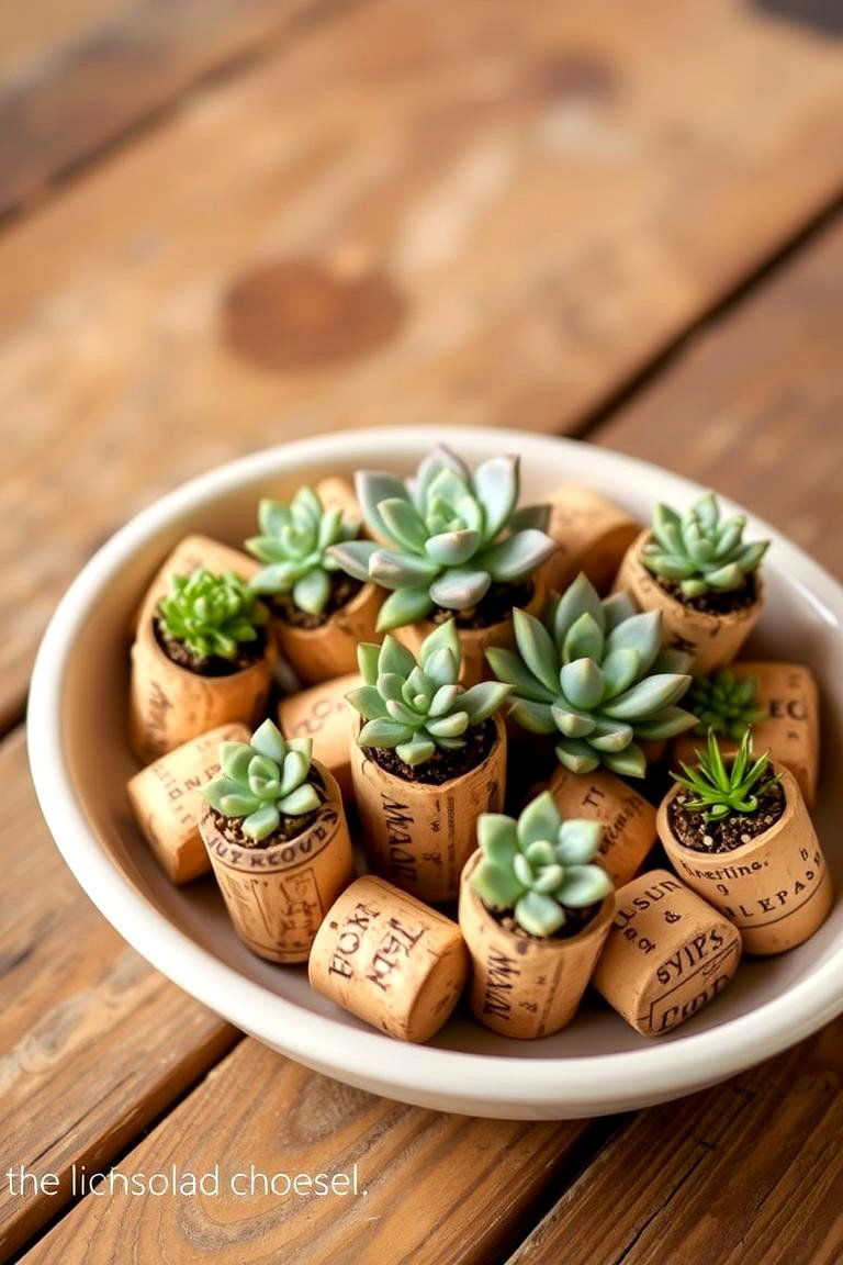 Wine Cork Planters Small Scale - 24 Outdoor Succulent Container Ideas
