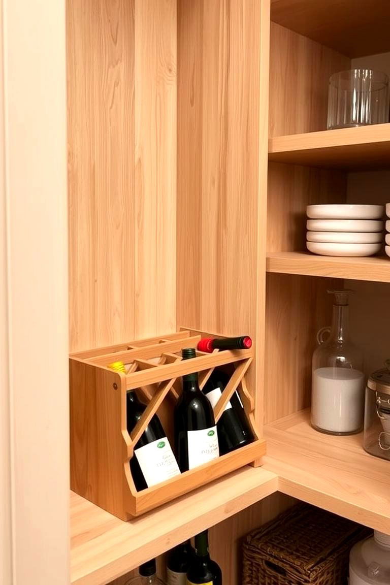 Wine Racks Integrated into Shelving - 24 Pantry Shelving Ideas