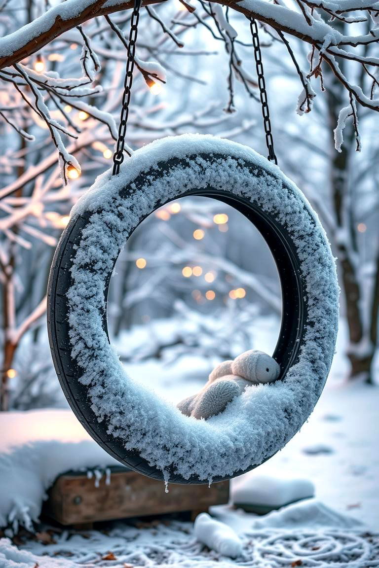 Winter Wonderland Tire Swing - 24 Tire Swing Ideas