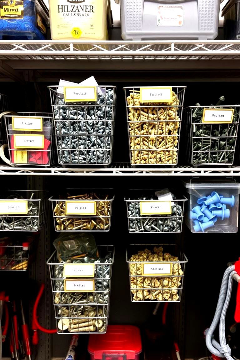Wire Basket Storage for Small Items - 24 Garage Shelving Ideas