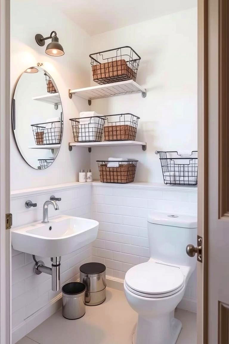 Wire Baskets - 24 Small Bathroom Storage Ideas