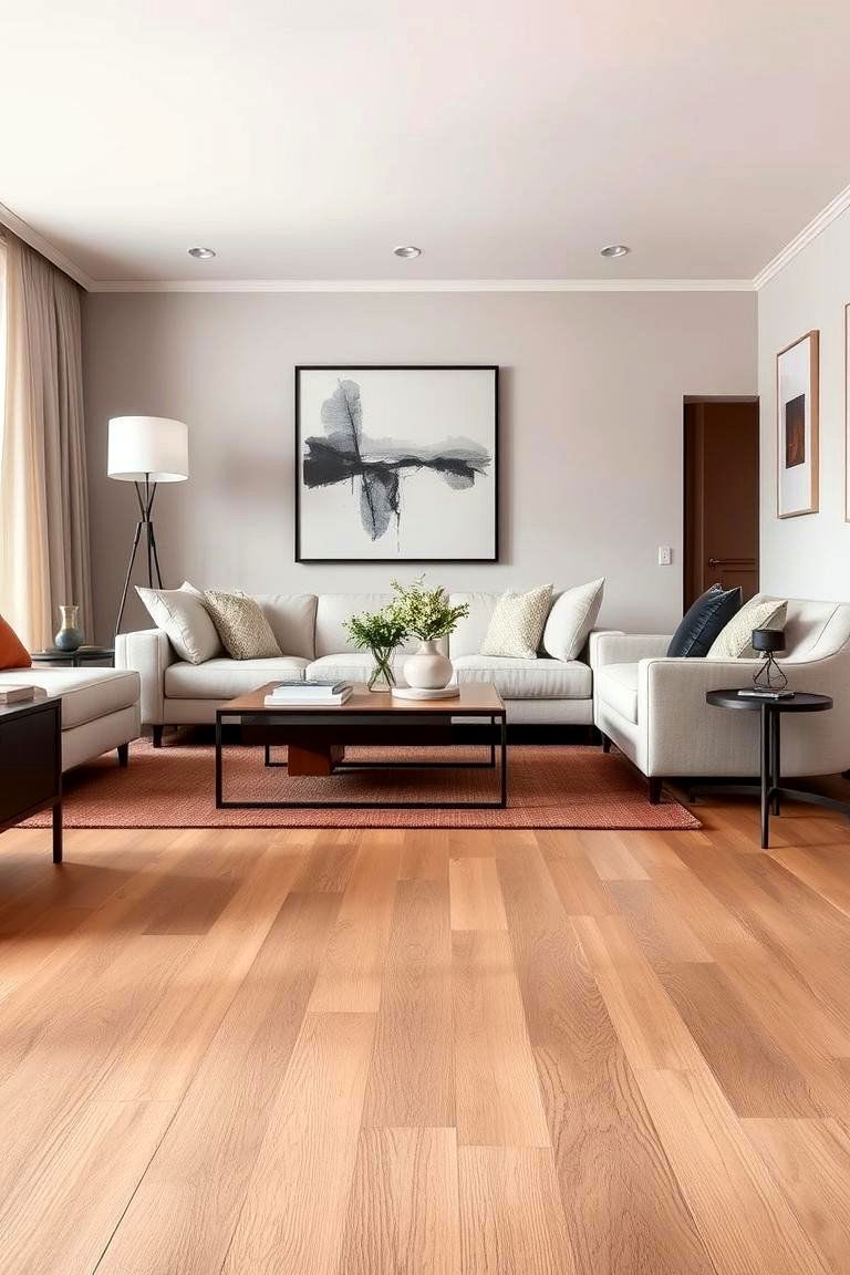 Wire Brushed Wood Detail - 24 Living Room Wood Floor Ideas