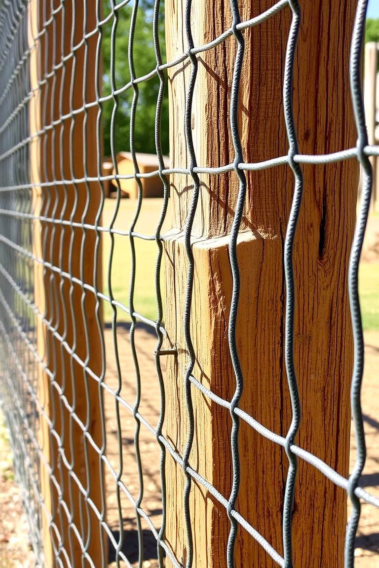 Wire Mesh Privacy Fence with Wooden Posts - 24 Cheap Privacy Fence Ideas