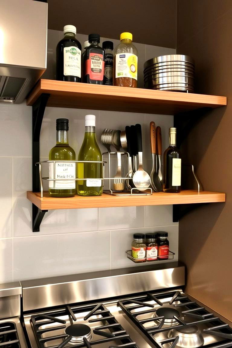 Within Reach Placing Shelves Near the Stove - 24 Open Shelving Kitchen Ideas