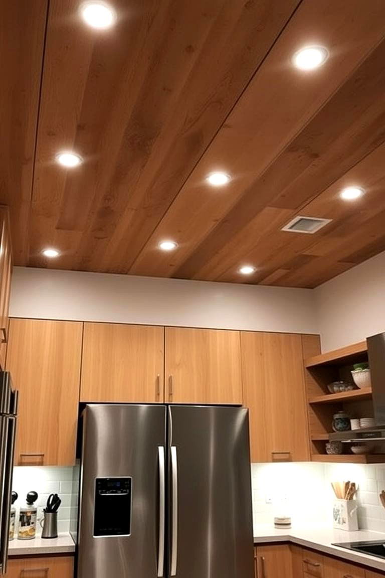Wood Ceiling with Recessed Lighting - 24 Wood Ceiling Kitchen Ideas