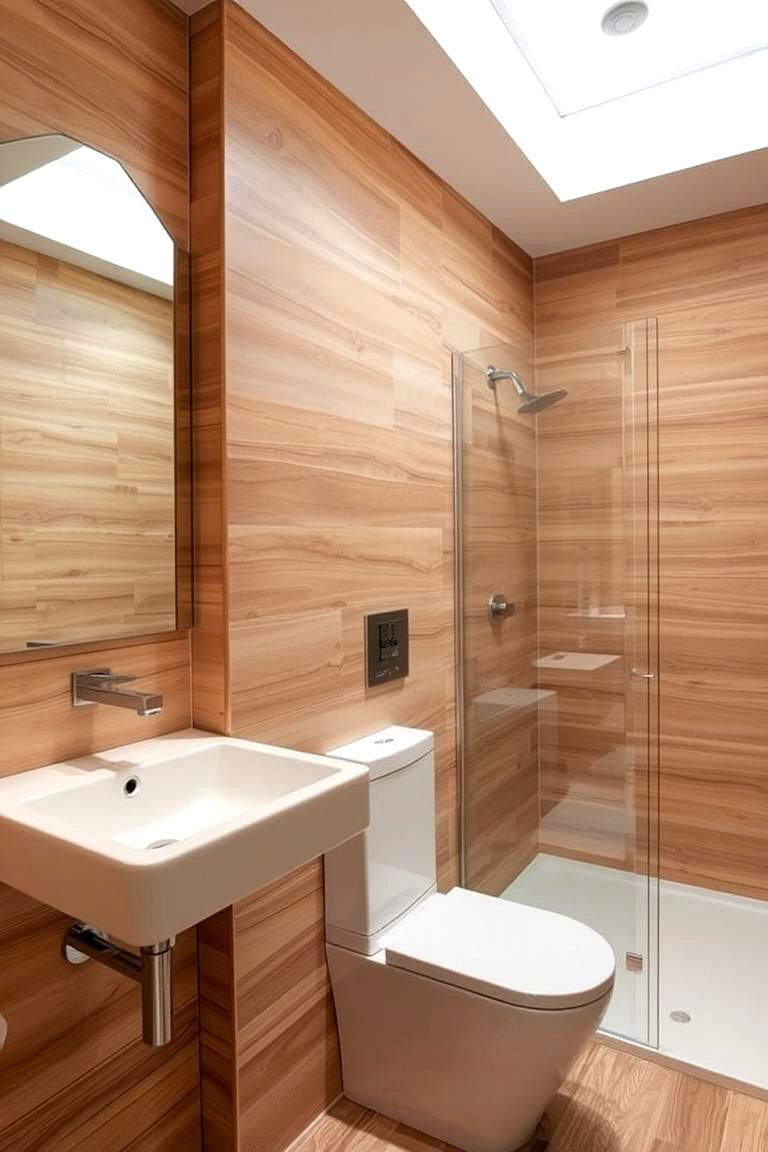 Wood Cladding for Warmth and Character - 24 Bathroom Wall Paneling Ideas