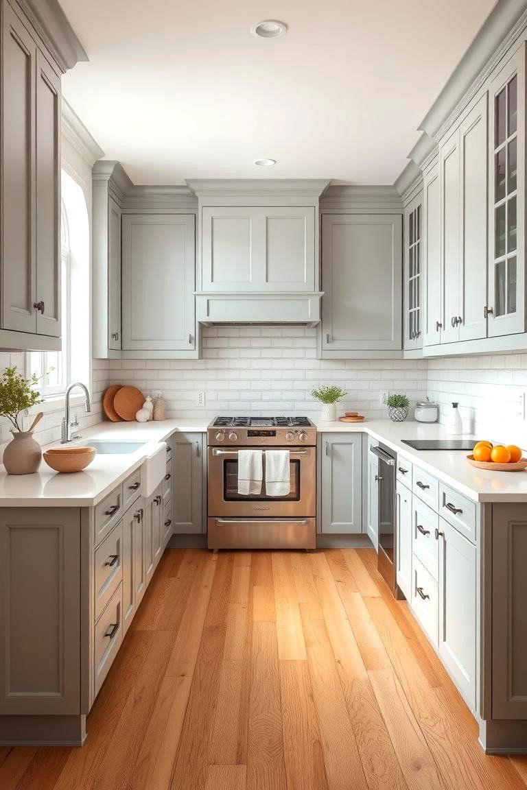 Wood Flooring - 24 Grey and White Kitchen Ideas