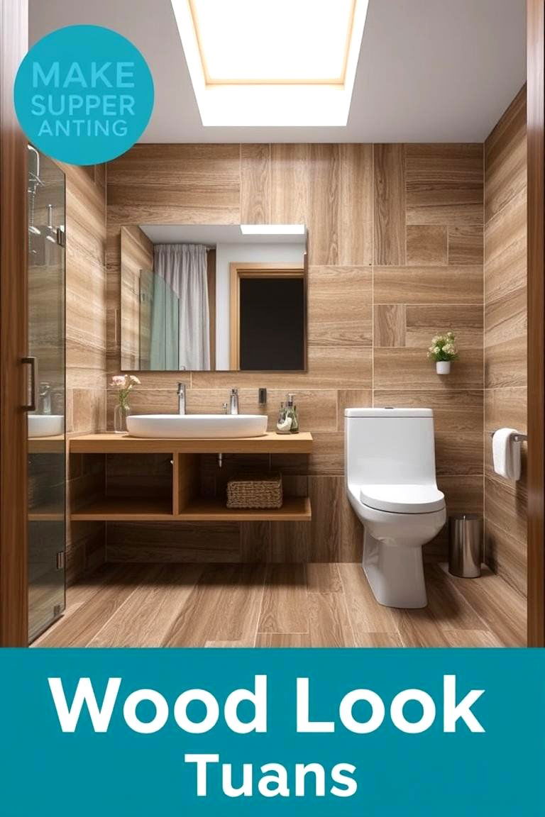 Wood Look Tile - 24 Bathroom Flooring Ideas