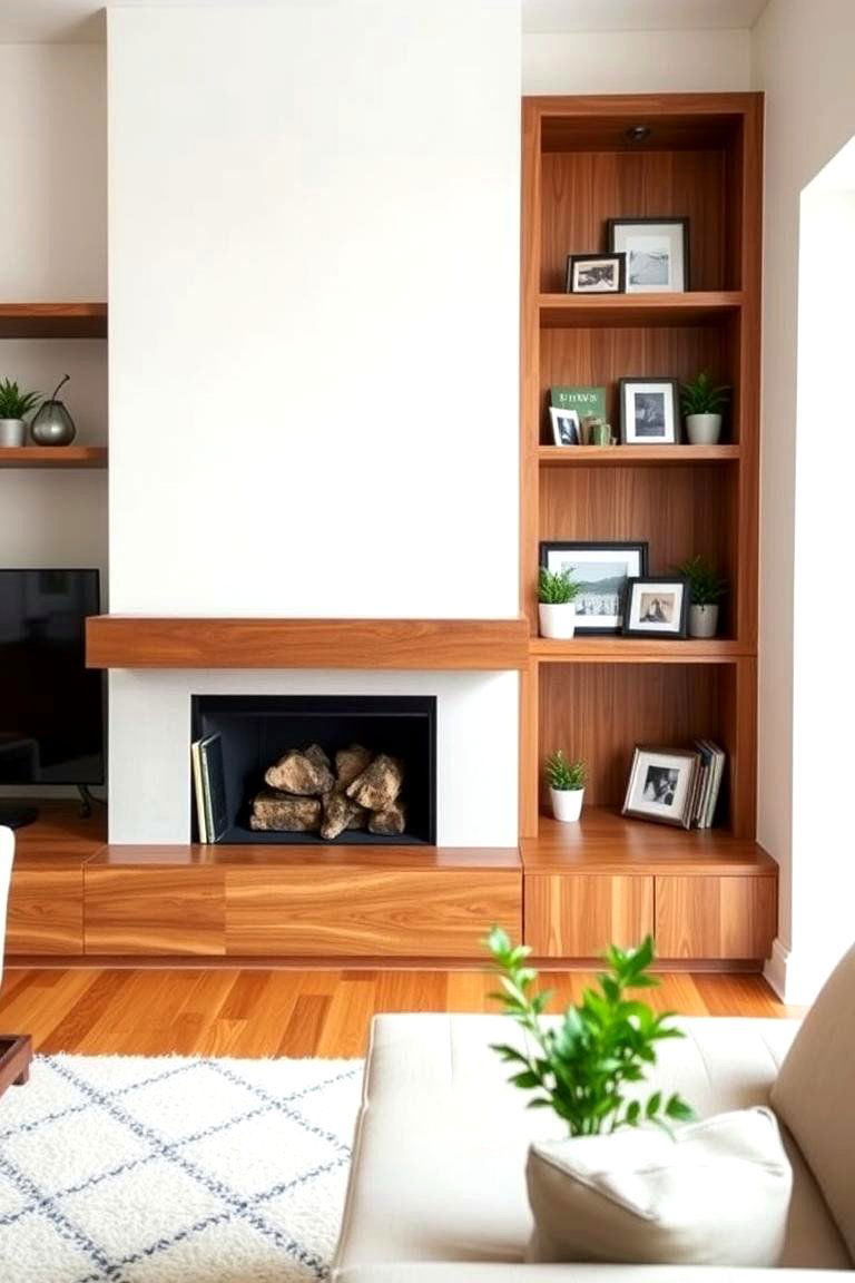 Wood Mantel with Built in Shelves - 24 Wood Mantel Ideas