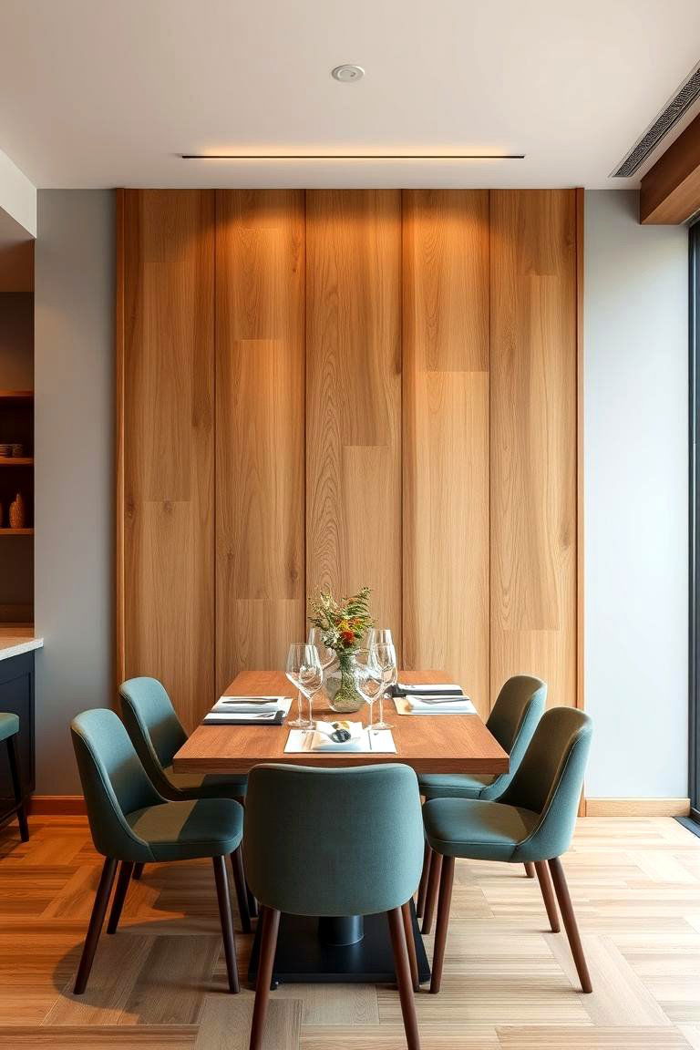 Wood Panel Accent Wall - 24 Dining Room Accent Wall Ideas