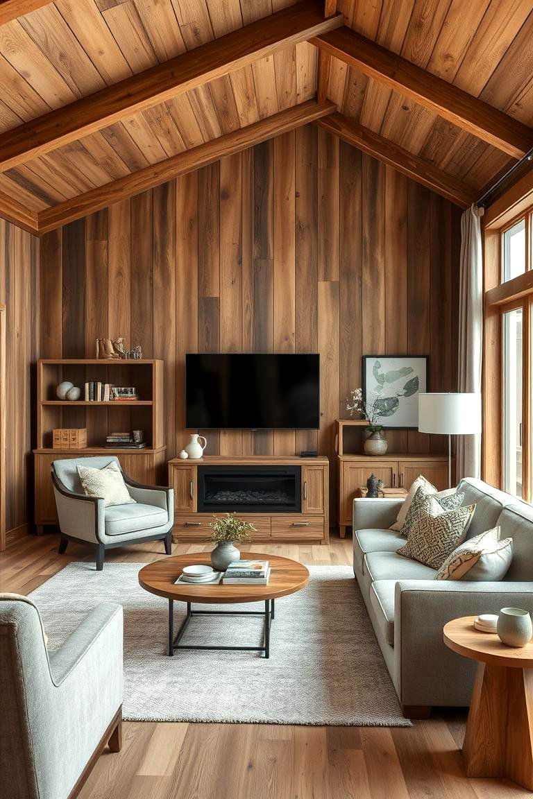 Wood Panel Effect - 24 Living Room Wallpaper Ideas