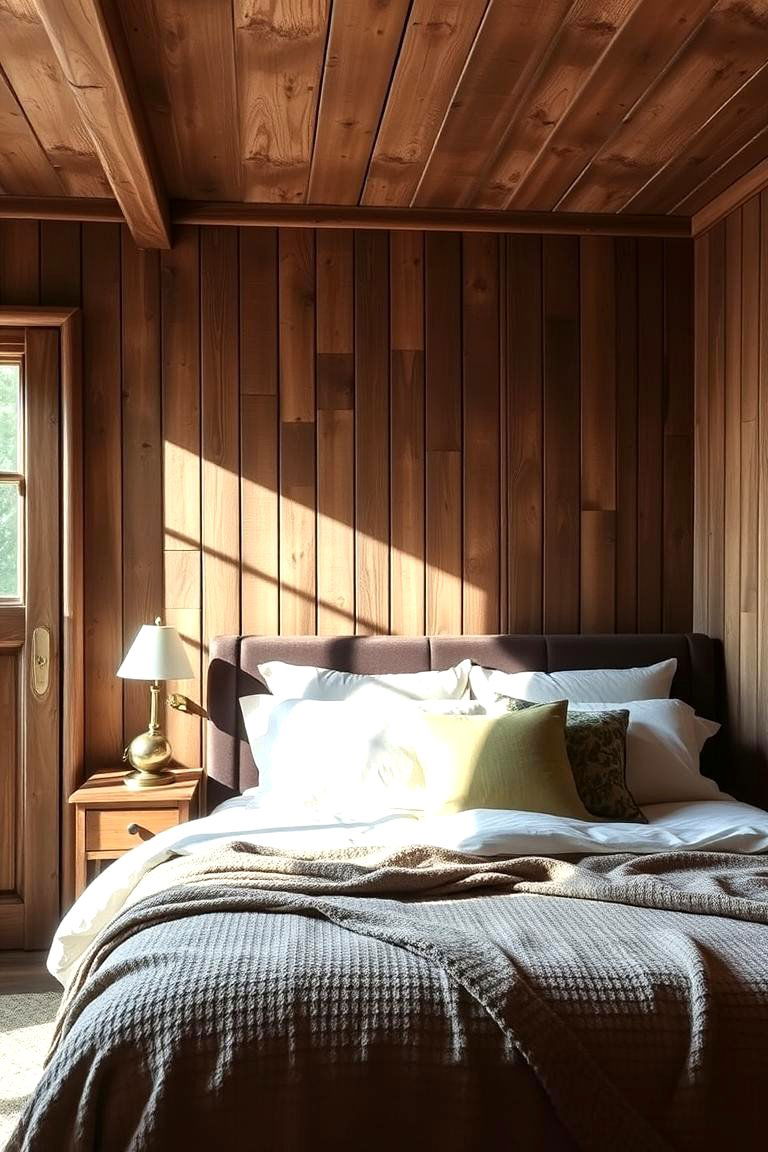 Wood Paneling for a Cozy Cabin Feel - 24 Bedroom Wallpaper Ideas