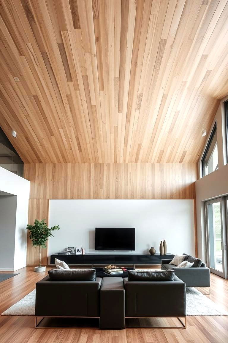 Wood Plank Ceiling Accent Wall Ceiling as a Fifth Wall - 24 Wood Plank Ceiling Ideas