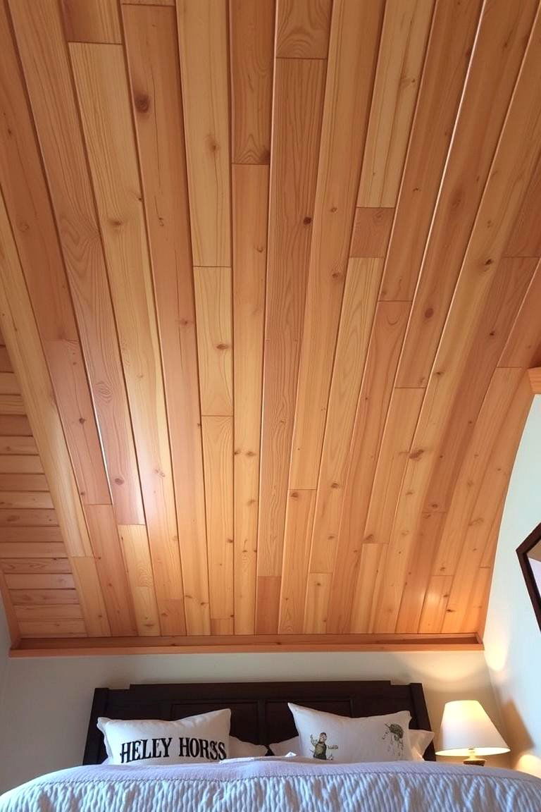 Wood Plank Ceiling in a Bedroom - 24 Wood Plank Ceiling Ideas