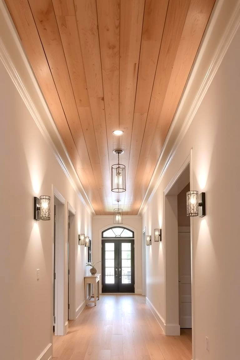 Wood Plank Ceiling in a Hallway - 24 Wood Plank Ceiling Ideas