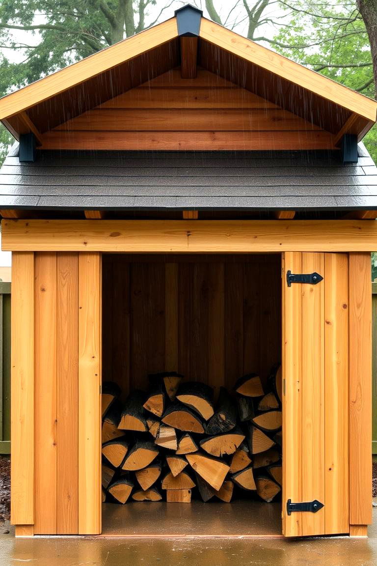 Wood Shed with Overhanging Eaves - 24 wood shed ideas
