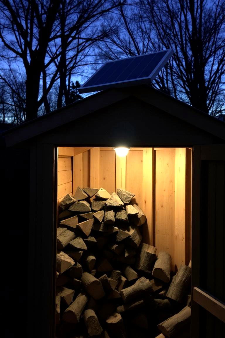 Wood Shed with Solar Powered Lighting - 24 wood shed ideas
