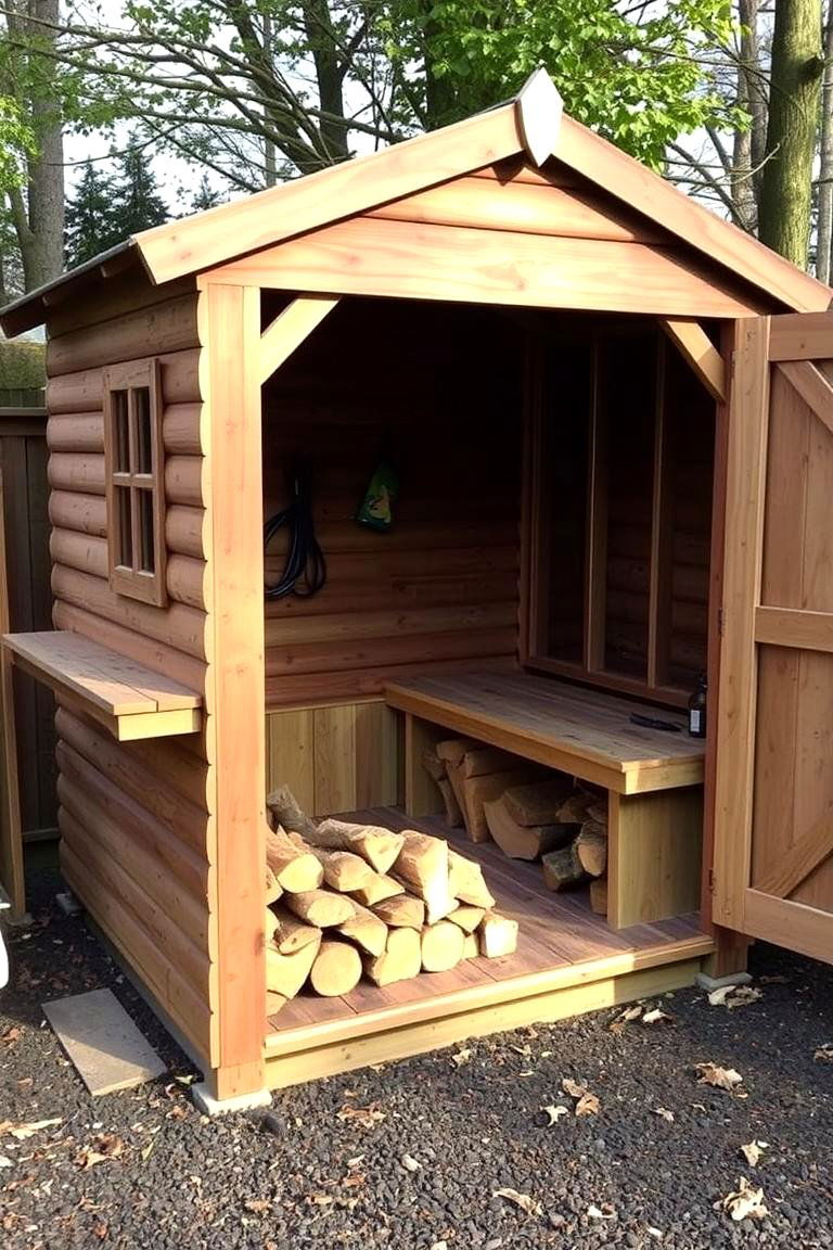 Wood Shed with a Workbench Attachment - 24 wood shed ideas