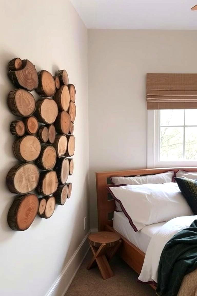 Wood Slice Wall Art - 24 Forest Themed Bedroom Ideas