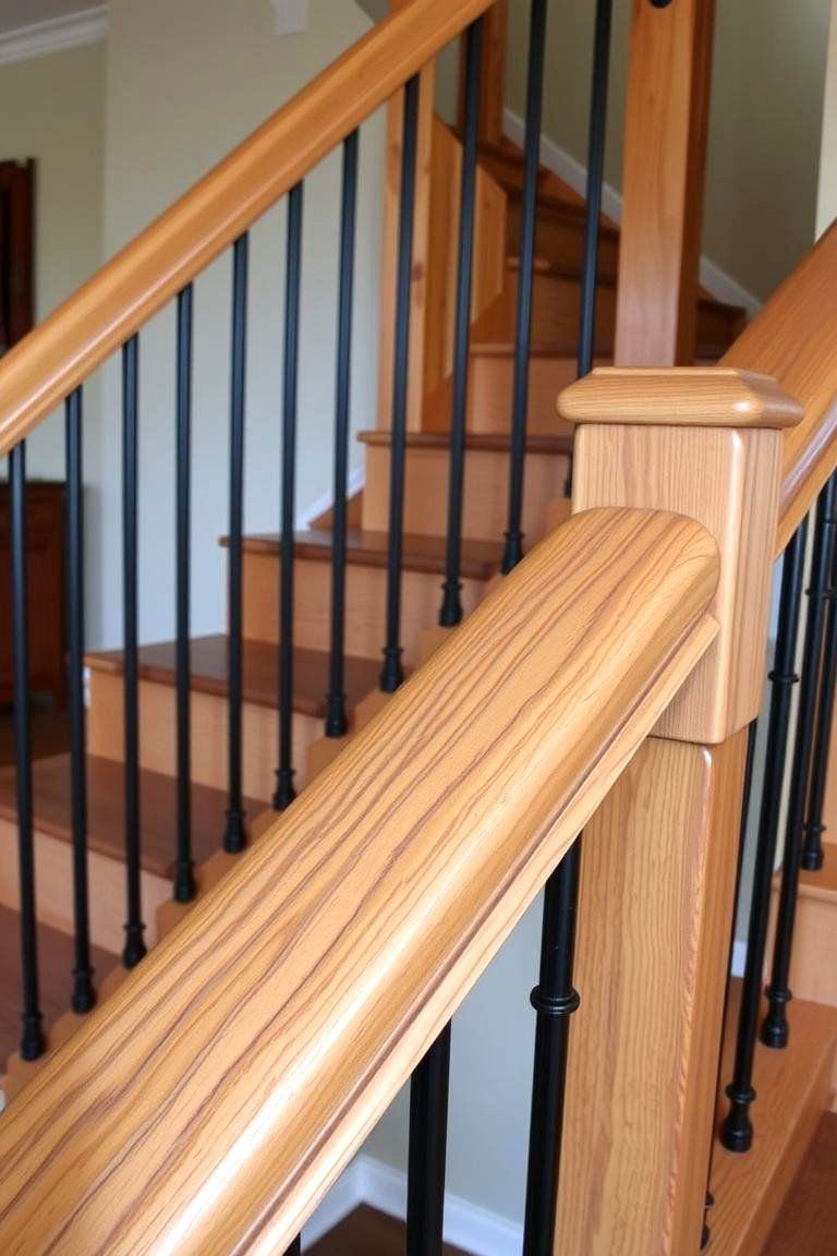Wood and Metal Combination Railings for a Balanced Design - 24 Farmhouse Rustic Stair Railing Ideas