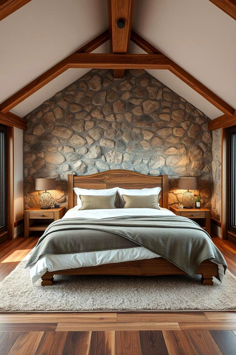 Wood and Stone Harmony - 24 Western Bedroom Ideas
