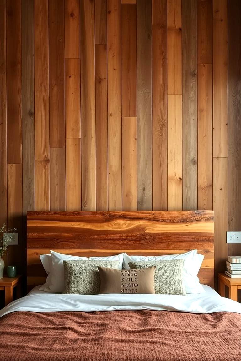 Wooden Accent Wall - 24 No Headboard Ideas