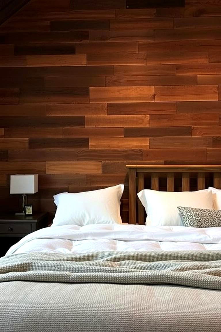 Wooden Accent Wall - 24 Bedroom Wall Decor Ideas