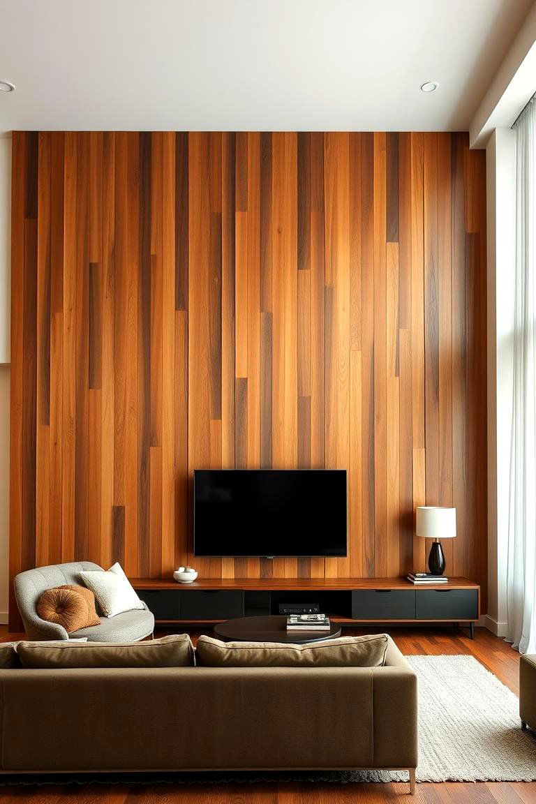 Wooden Accent Walls - 24 Mid-Century Modern Living Room Ideas