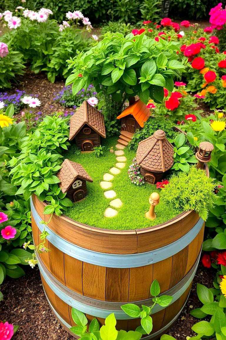 Wooden Barrel Fairy Garden - 24 Fairycore Bedroom Ideas