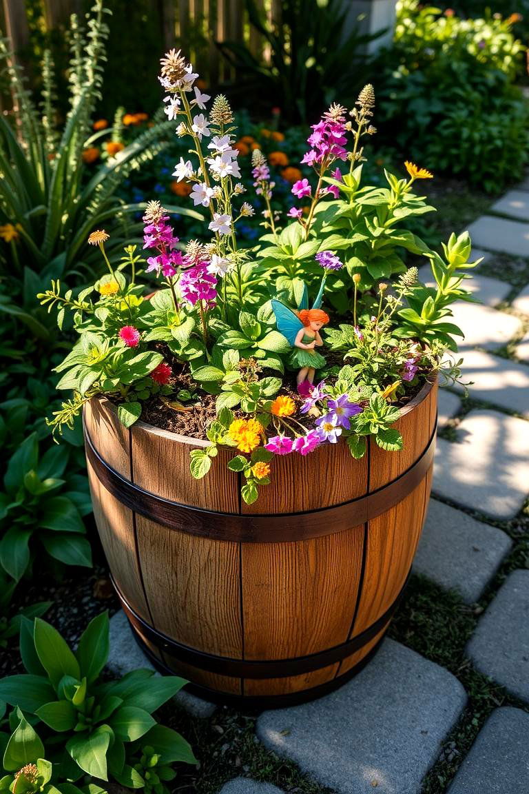 Wooden Barrel Planter - 24 Fall Birthday Party Ideas