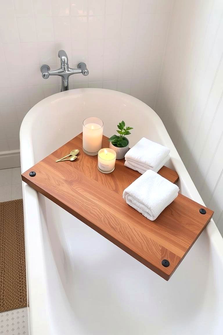 Wooden Bathtub Tray - 24 Japandi Bathroom Ideas
