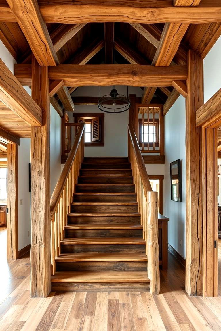 Wooden Beam Staircase - 24 Open Staircase Ideas