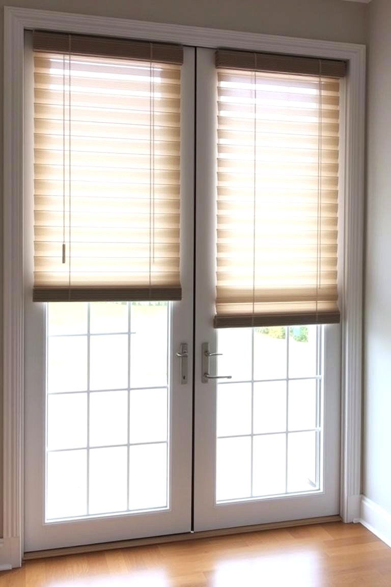 Wooden Blinds for a Sleek Look - 24 French Door Curtain Ideas