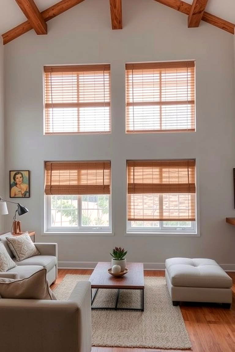 Wooden Blinds for a Sleek Natural Touch - 24 Living Room Curtain Ideas