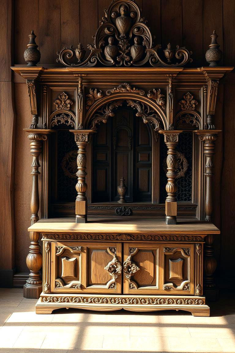 Wooden Carved Furniture - 24 Medieval Home Decor Ideas